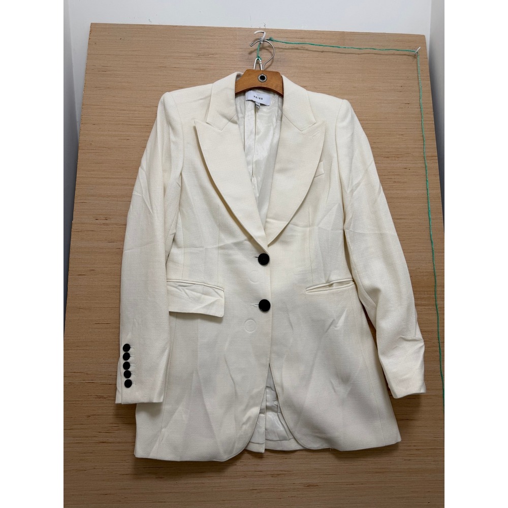 Reiss Womens Cream Tailored Peak Lapel Blazer Jacket Size USA 6 UK 10 EU 38